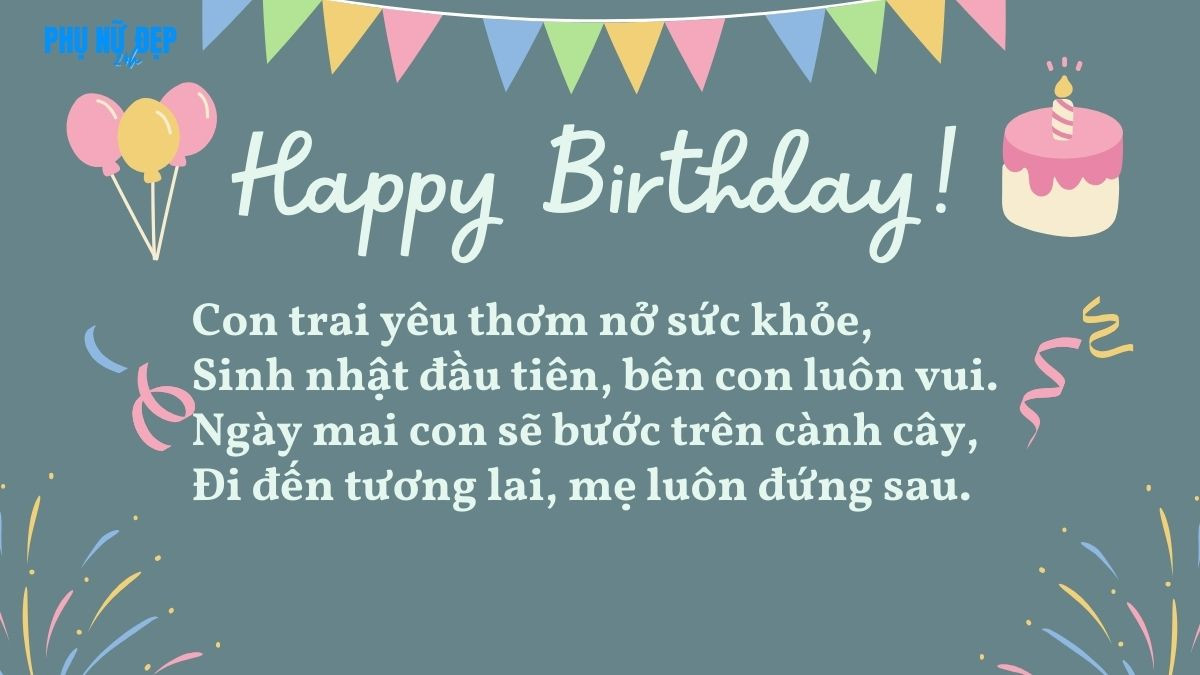 Bài thơ chúc mừng sinh nhật con trai 1 tuổi