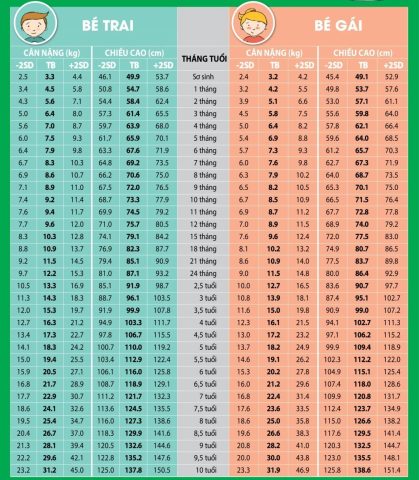 Chiều Cao Trung Bình Trẻ Em Việt Nam Theo Từng Độ Tuổi