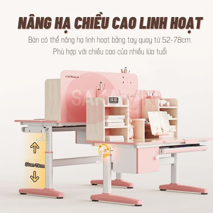 Bộ bàn học thông minh chống gù chống cận Sakawin S120 với nhiều tính năng cao cấp