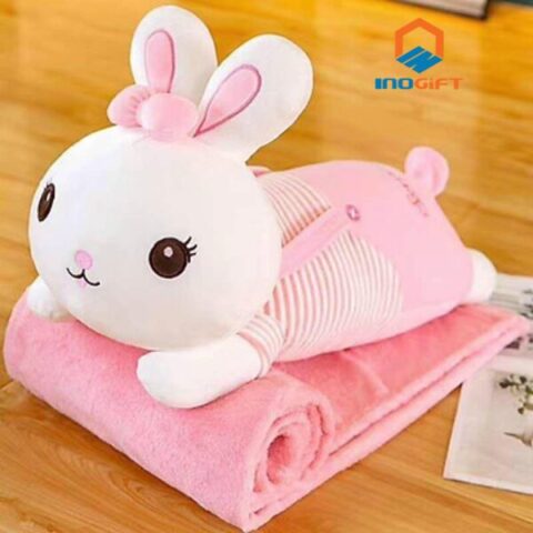 bộ chăn gối văn phòng hình thỏ hồng quà tặng 8 3 dưới 200k
