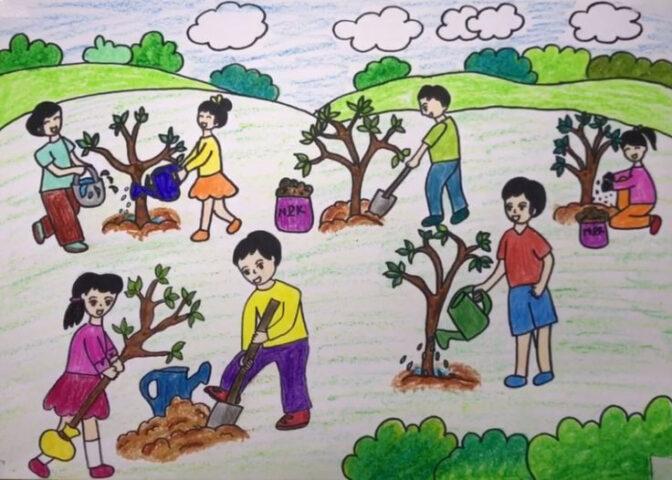 Bố cục cân đối và màu sắc hài hòa trong tranh vẽ