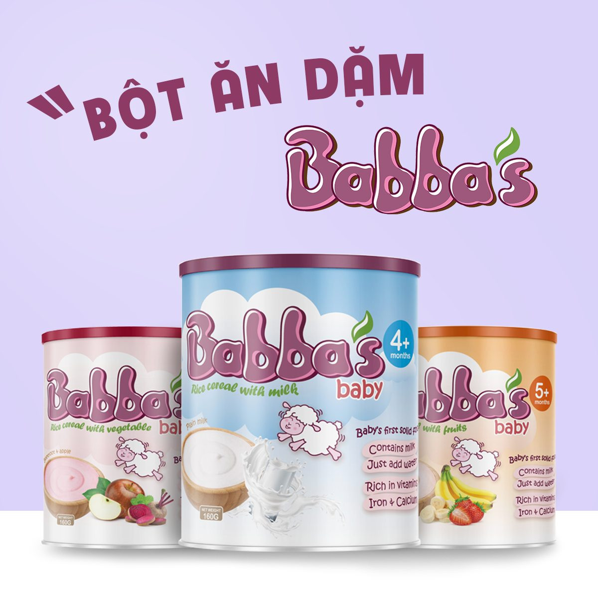 Bột ăn dặm Babba’s Baby được làm từ nguyên liệu tự nhiên cho bé 5 tháng