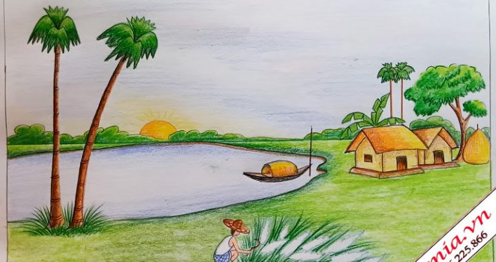 Bức vẽ phong cảnh quê hương từ nét đơn giản đến chi tiết