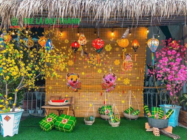 Các bước trang trí tiểu cảnh Tết quê đơn giản và đẹp mắt