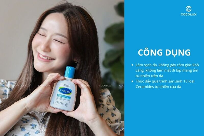 Các công dụng chính của sữa rửa mặt Cetaphil Gentle Skin Cleanser: làm sạch, cấp ẩm, hỗ trợ trị mụn