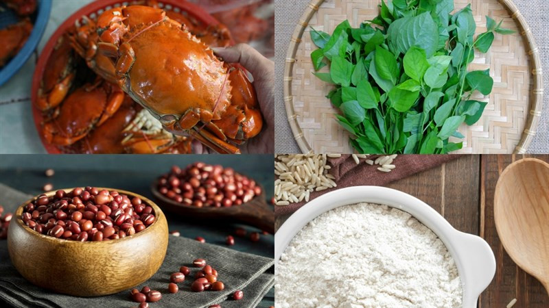 Các nguyên liệu tươi ngon chuẩn bị nấu cháo cua biển rau ngót cho bé