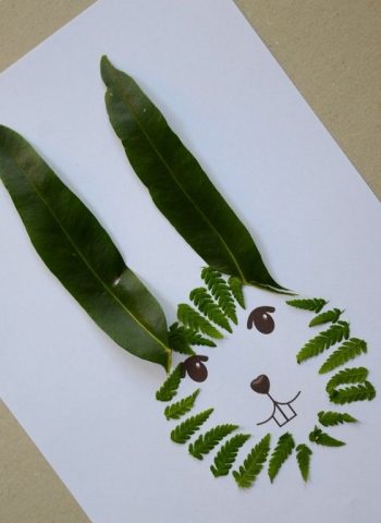 cách làm con vật bằng lá cây sáng tạo: thỏ lá