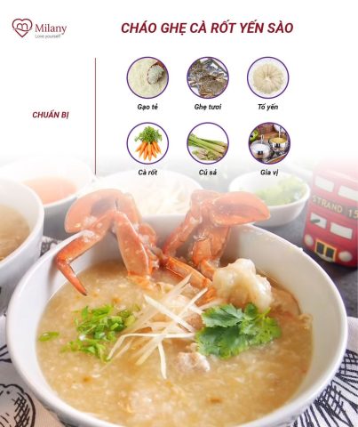 Cháo ghẹ cà rốt yến sào cung cấp canxi cho bé