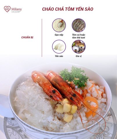 Món cháo chả tôm yến sào giàu canxi cho bé