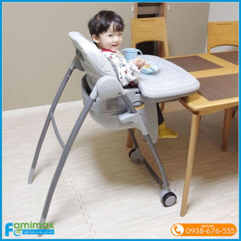 Chi tiết khay ăn và các tính năng điều chỉnh của ghế ngồi ăn dặm Joie Multiply 6in1.