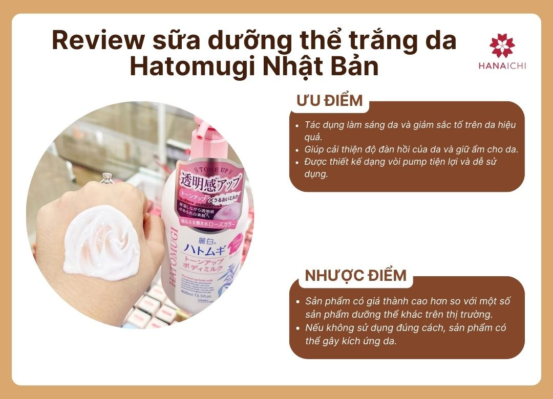 Đánh giá sữa dưỡng thể trắng da Hatomugi Nhật Bản