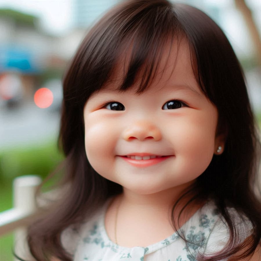 Hình ảnh em bé đang cười hạnh phúc, tượng trưng cho ý nghĩa vui vẻ, may mắn khi đặt tên Khánh có ý nghĩa gì cho con.