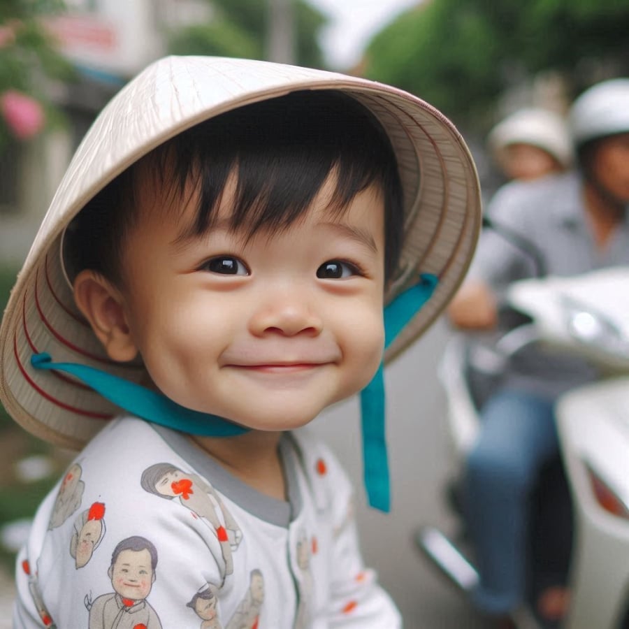 Cha mẹ hạnh phúc âu yếm con, minh họa cho việc lựa chọn tên Khánh có ý nghĩa gì phù hợp cho cả bé trai và bé gái.