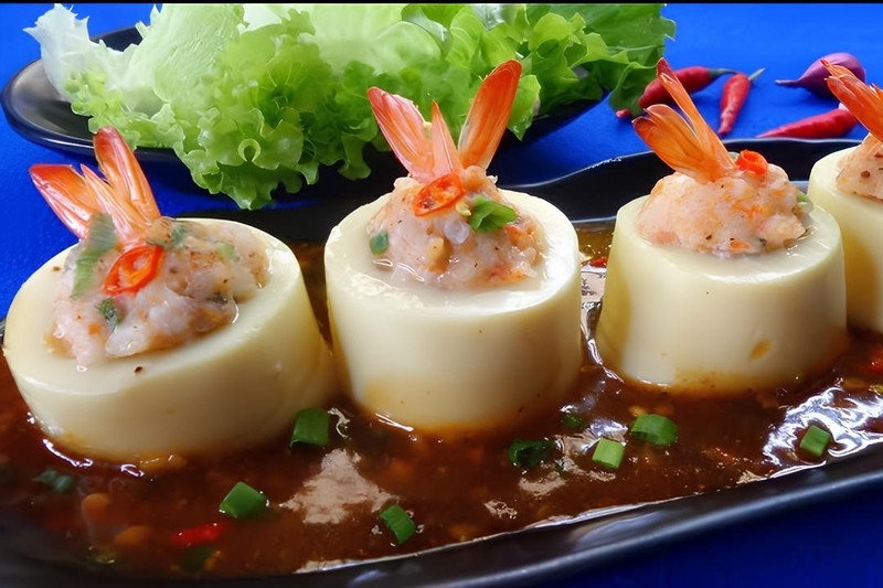 Đậu hũ non hấp tôm thịt tươi ngon