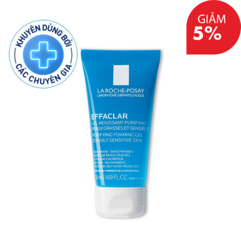 Gel rửa mặt dược mỹ phẩm Pháp La Roche-Posay Effaclar Foaming Gel 50ml, phiên bản du lịch tiện lợi cho da dầu mụn.