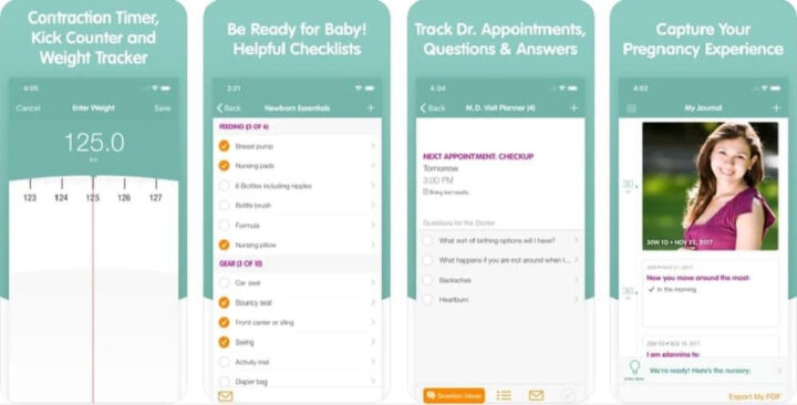 Giao diện Sprout Pregnancy, một app theo dõi thai kỳ cung cấp hình ảnh trực quan về thai nhi