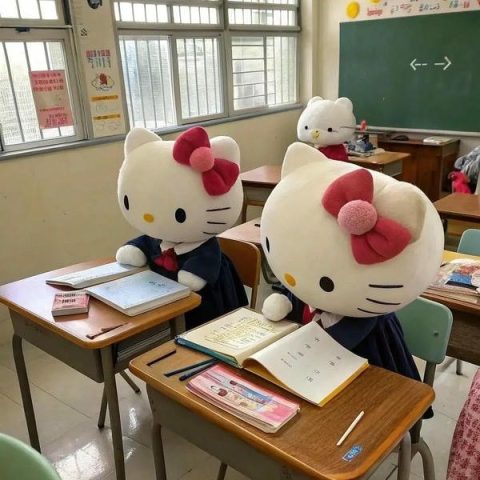 Hình ảnh Hello Kitty dễ thương với trái tim hồng, biểu tượng của tình yêu và sự ấm áp.