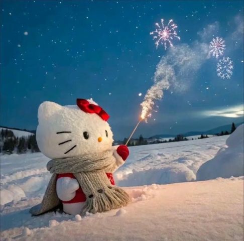 Hình ảnh Hello Kitty dễ thương với biểu cảm tinh nghịch, làm tan chảy mọi trái tim.