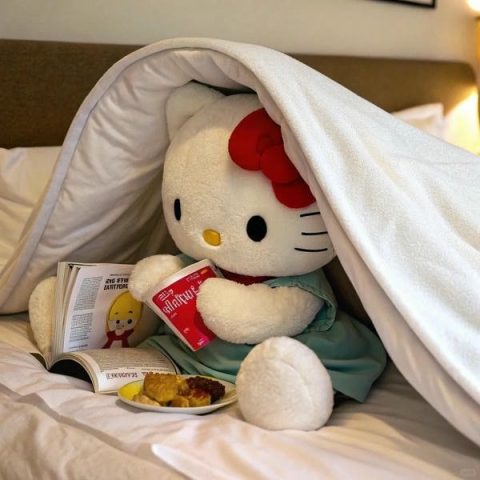 Hình ảnh Hello Kitty dễ thương trong thiết kế sáng tạo, thích hợp làm ảnh bìa.