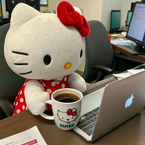 Hình ảnh Hello Kitty dễ thương với biểu tượng nơ hồng quen thuộc, thiết kế tối giản.