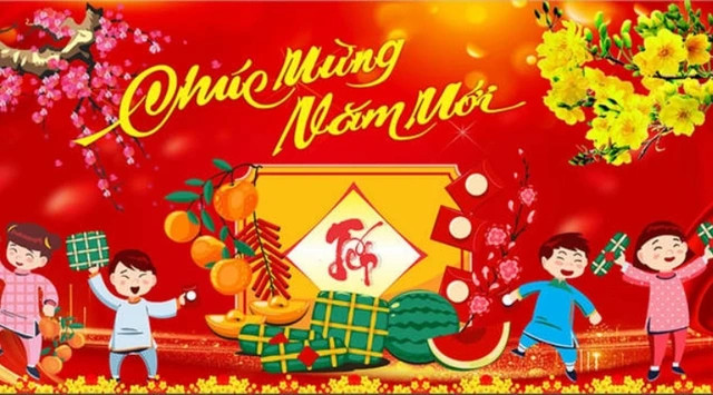 Hình ảnh một gia đình trẻ đang cùng nhau trang trí nhà cửa chuẩn bị đón Tết, thể hiện sự gắn kết và niềm vui