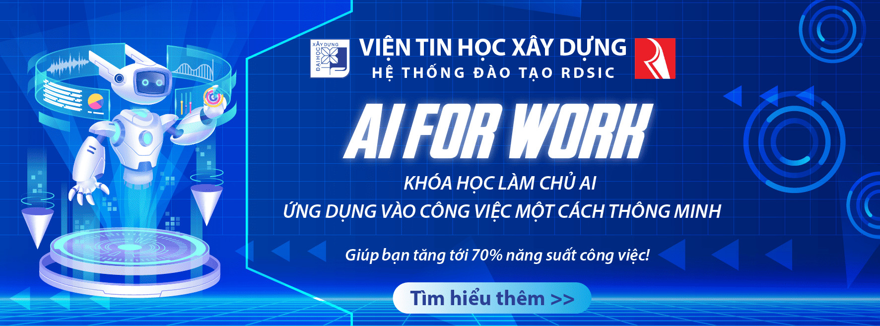 Hình ảnh quảng cáo khóa học AI For Work giúp tăng hiệu suất công việc