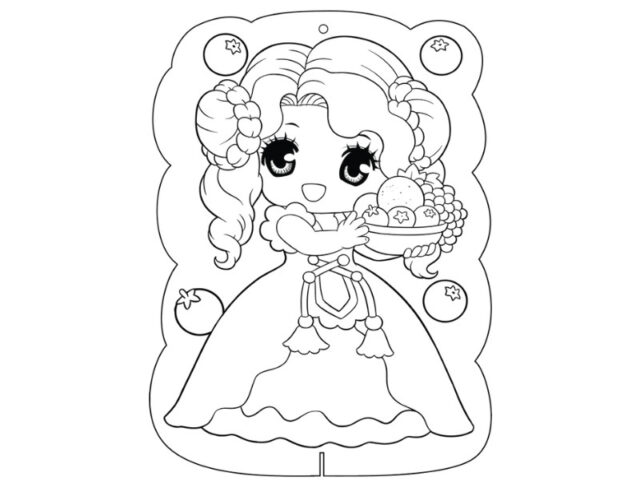 Hình tô màu anime chibi dễ thương: Công chúa nhỏ với mái tóc dài