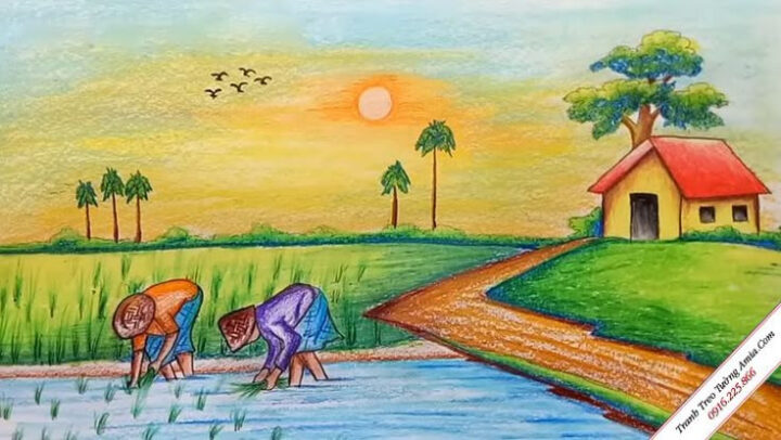 Học sinh vẽ phong cảnh quê hương đầy cảm hứng