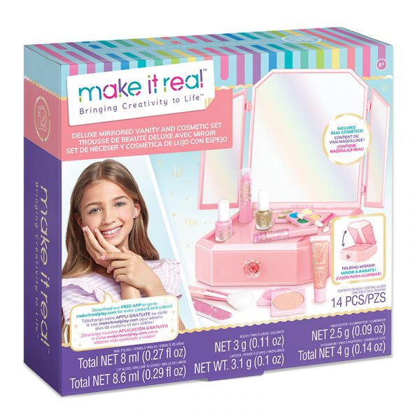 Hộp trang sức kèm gương hồng ngọt ngào của Make It Real cho bé gái tập làm điệu