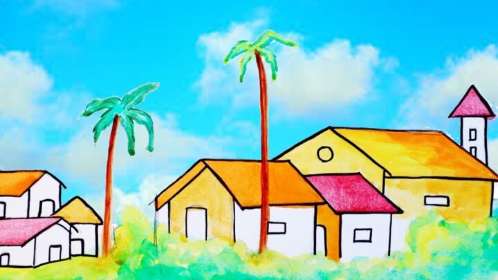 Hướng dẫn bé vẽ tranh phong cảnh quê hương