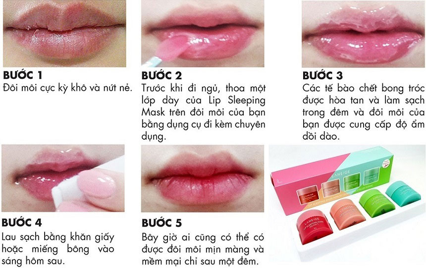 Hướng dẫn sử dụng mặt nạ ngủ môi Laneige hiệu quả