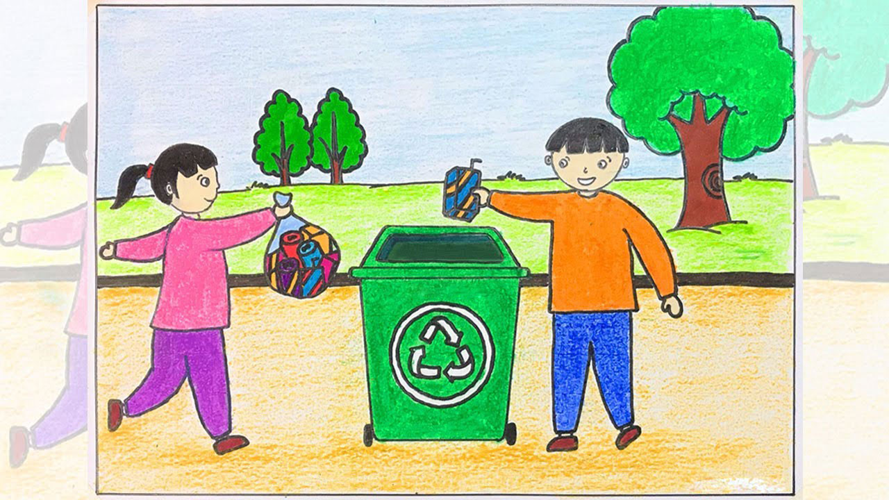 Hướng dẫn từng bước vẽ tranh bảo vệ môi trường đẹp cho học sinh