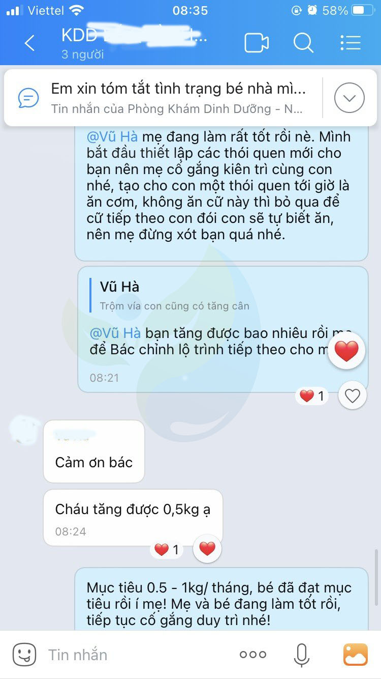 Chia sẻ của phụ huynh về sự cải thiện rõ rệt của bé sau khi khám dinh dưỡng