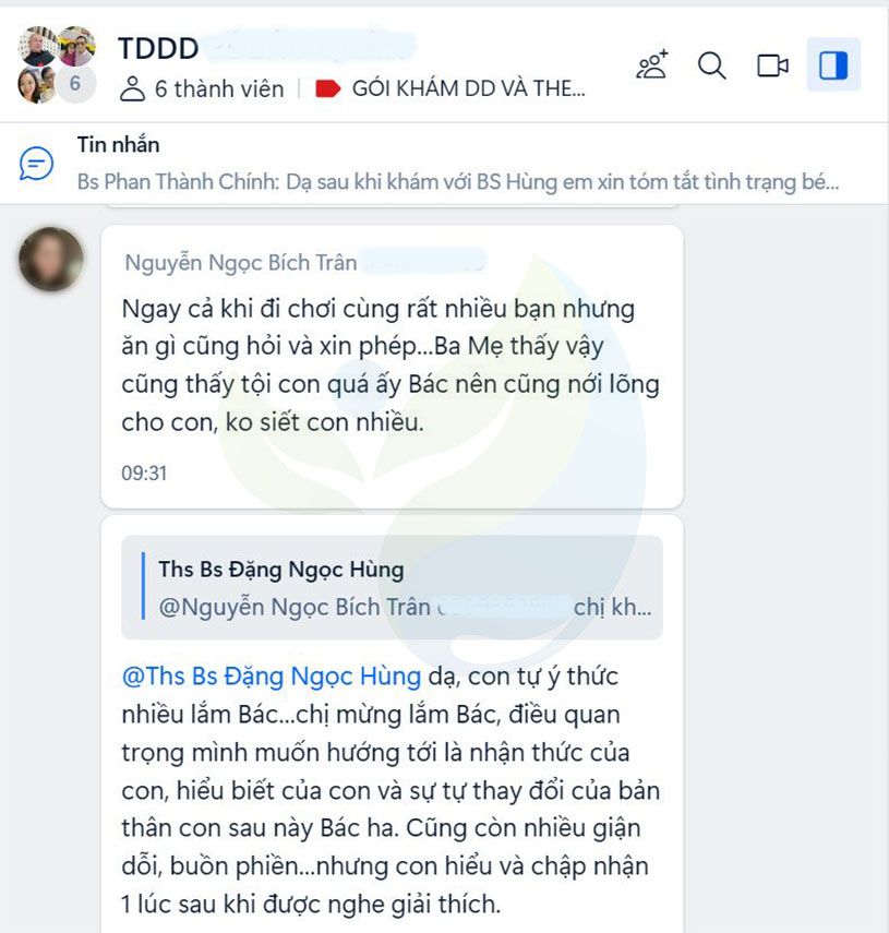 Phụ huynh chia sẻ trải nghiệm hài lòng về chuyên môn bác sĩ dinh dưỡng