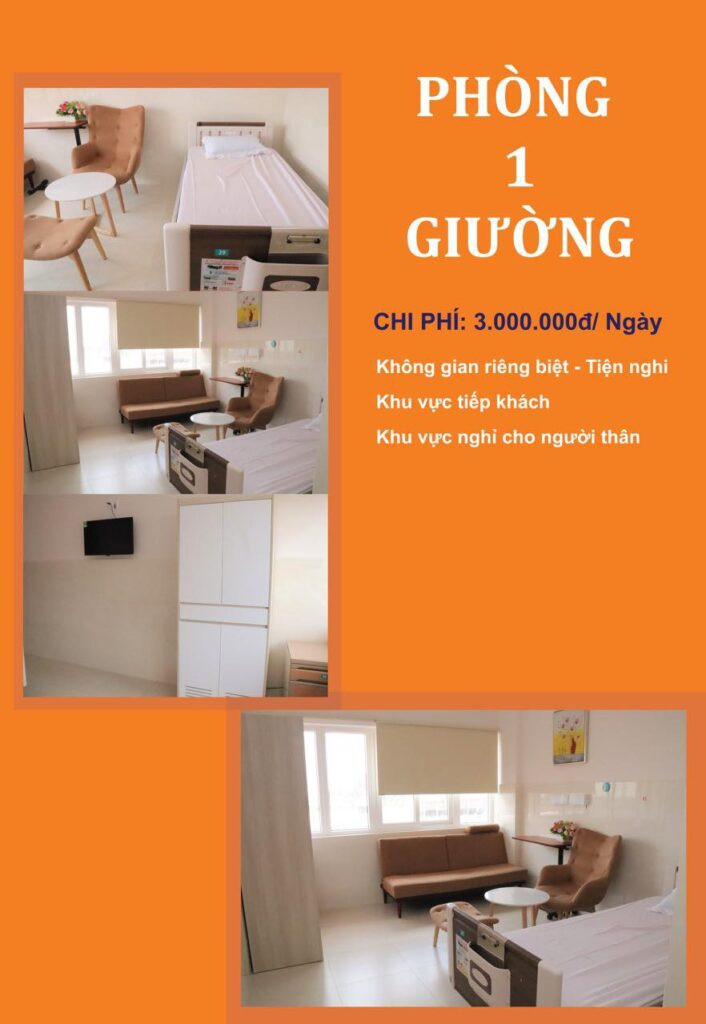 Không gian phòng 1 giường loại 2 tại Bệnh viện Hùng Vương, cung cấp sự riêng tư với mức giá phòng bệnh viện Hùng Vương hợp lý hơn, không bao gồm ghế massage.