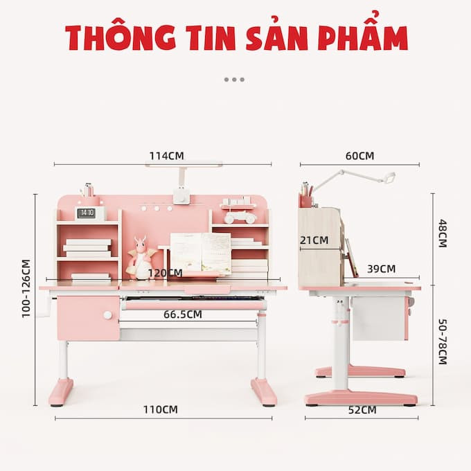 Kích thước bộ bàn học thông minh chống gù chống cận Sakawin S120 và ghế G06
