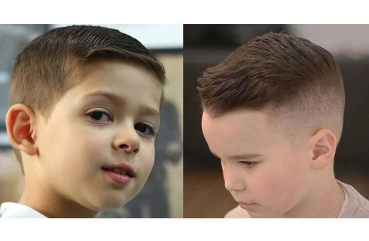 Kiểu tóc ngắn gọn gàng cho bé trai có gương mặt vuông chữ điền