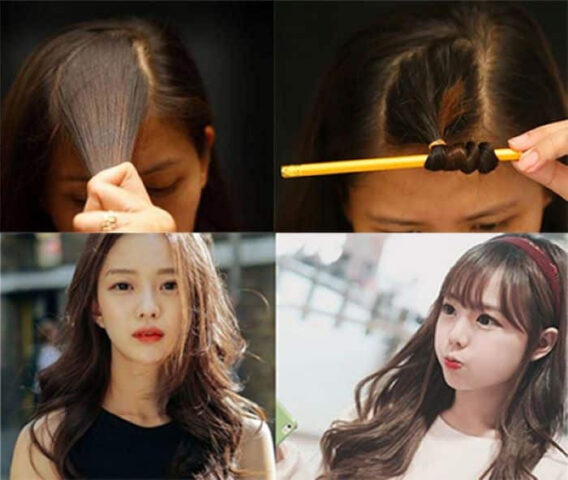 Kỹ thuật dùng bút chì để tạo lọn tóc xoăn nhẹ, có thể kết hợp với việc dùng máy uốn tóc tại nhà.