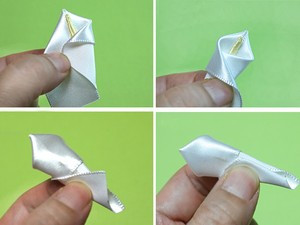 Kỹ thuật xếp ruy-băng để tạo dáng hoa loa kèn trắng trang trí thiệp 20/11