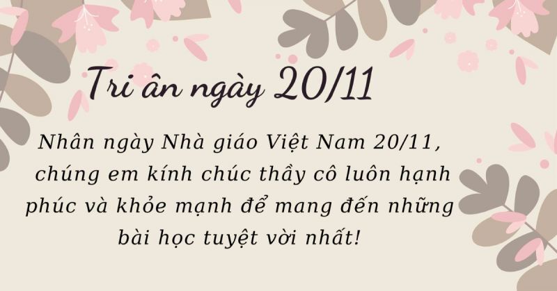 Phụ huynh gửi lời chúc 20/11 ngắn gọn ý nghĩa hài hước và bó hoa tri ân thầy cô