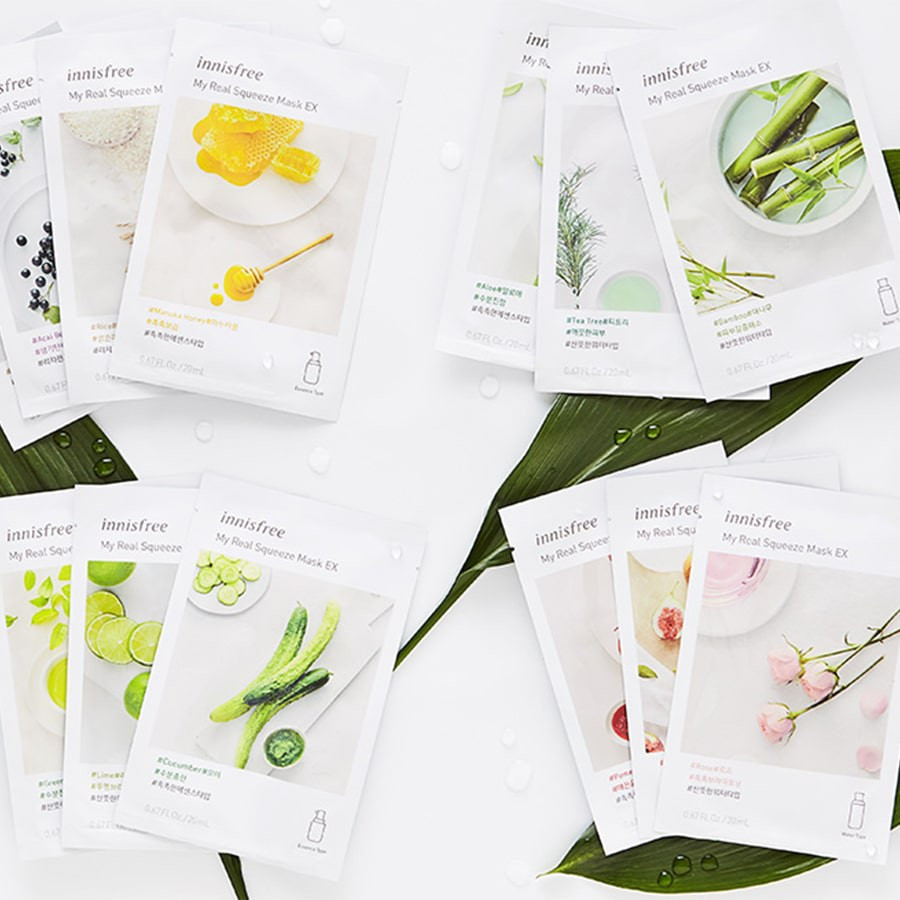 Mặt nạ giấy Innisfree My Real Squeeze Mask EX, đa dạng loại cho từng tình trạng da, là mặt nạ tốt nhất hiện nay