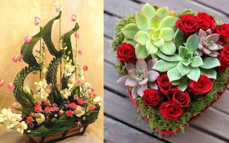 Mẫu cắm hoa 20-11 ý nghĩa, sáng tạo với hoa và sách