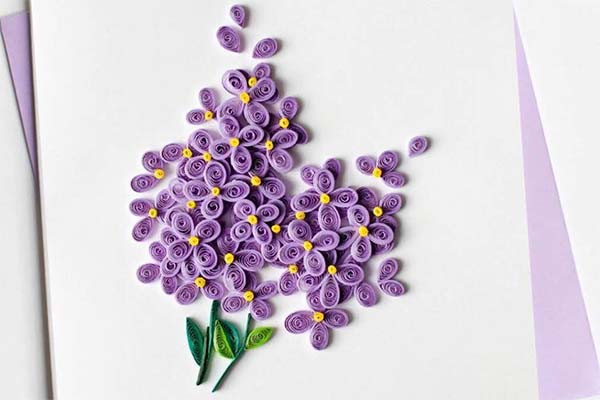 Mẫu làm thiệp 8 3 tặng mẹ với những bông hoa quilling mềm mại