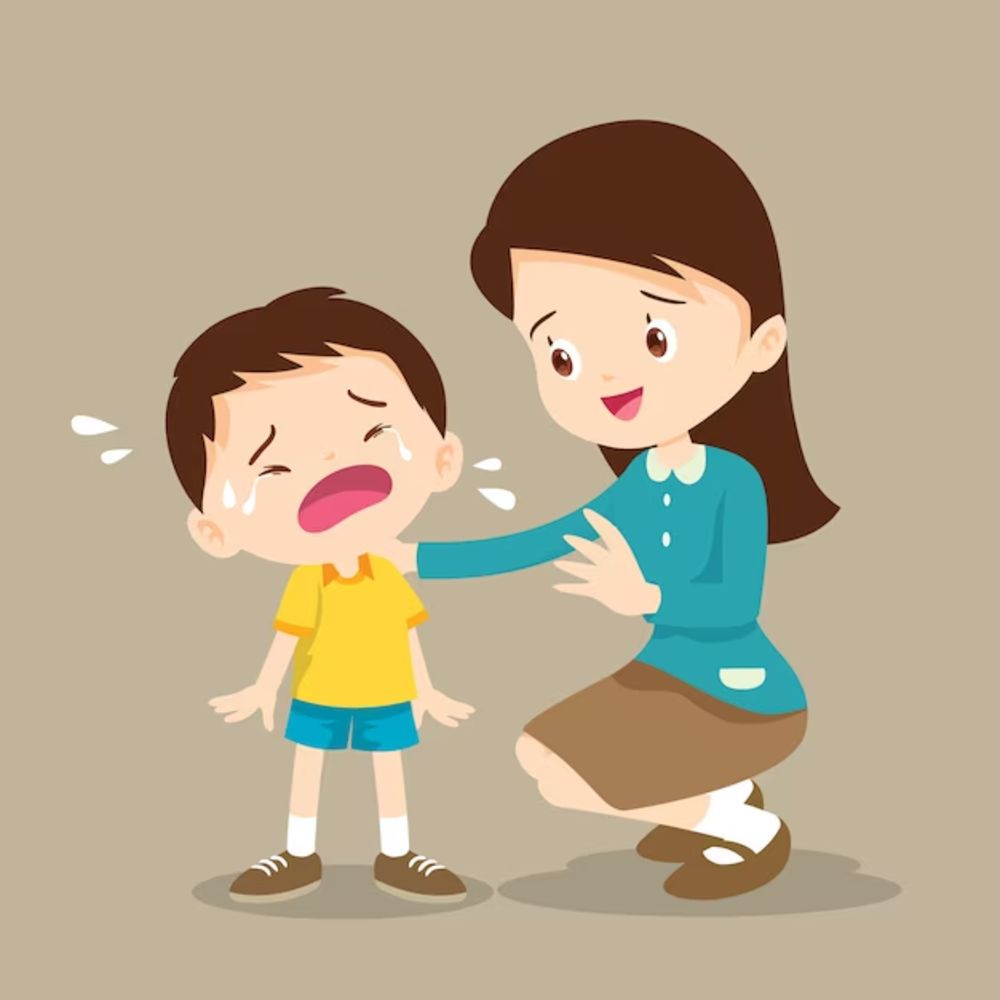 Một bé gái đang khóc tại trường mẫu giáo, một tình huống thường gặp khi chuẩn bị cho bé đi học mẫu giáo.