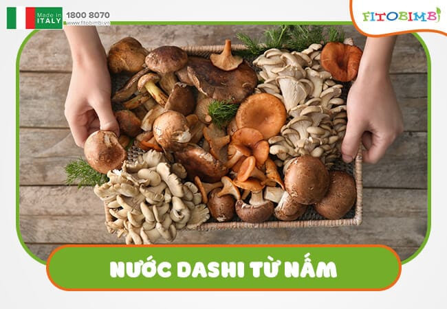 Nấm hương khô và nước Dashi thành phẩm giàu umami từ nấm cho bé 6 tháng