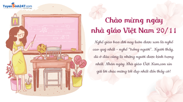 Học trò tặng hoa tri ân thầy cô giáo nhân ngày 20/11, minh họa những lời chúc 20 11 độc đáo nhất