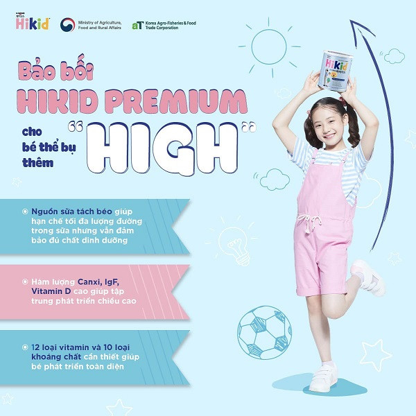 Nguồn nguyên liệu sạch của sữa tách béo tăng chiều cao Hikid Premium