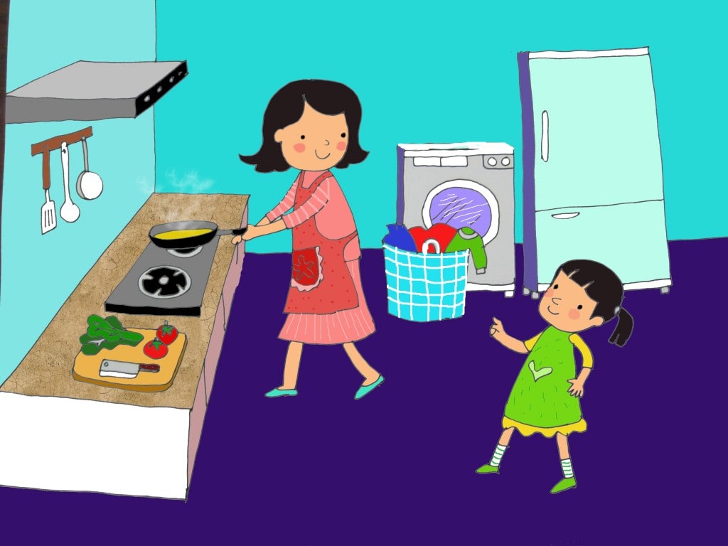 Cháu đỡ bà đi bộ, tình cảm gia đình trong bài thơ về chủ đề gia đình