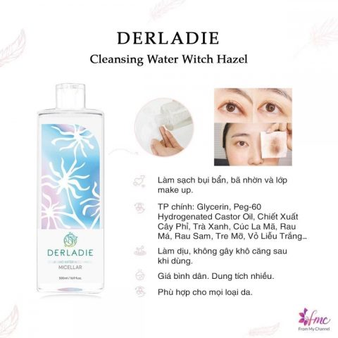 Review Nước Tẩy Trang Derladie Cleansing Water Witch Hazel Mới Nhất