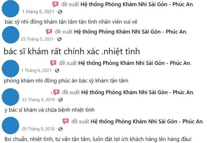 Phản hồi tích cực từ phụ huynh về phòng khám nhi đồng Phúc An